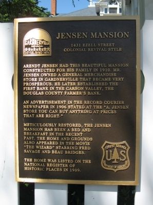 Jensen Mansion Marker image. Click for full size.