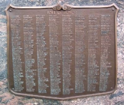 Sixth, Eleventh and Twelfth Wards World War I Memorial Roll of Honor M-Z Panel. Click for full size. Sixth, Eleventh and Twelfth Wards World War I Memorial Roll of Honor M-Z Panel image. Click for full size.