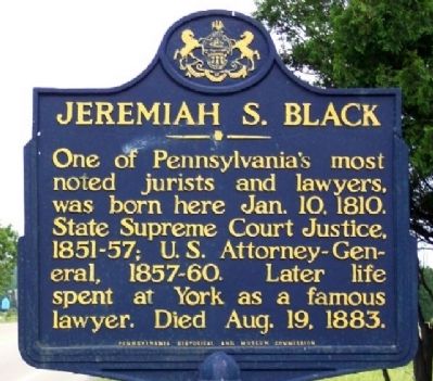 Jeremiah S. Black Marker. Click for full size. Jeremiah S. Black Marker image. Click for full size.