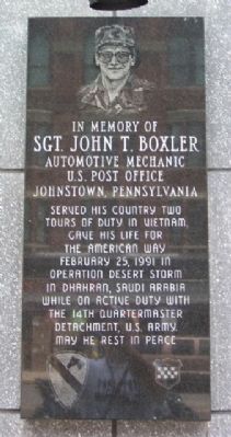 Sgt. John T. Boxler Marker. Click for full size. Sgt. John T. Boxler Marker image. Click for full size.