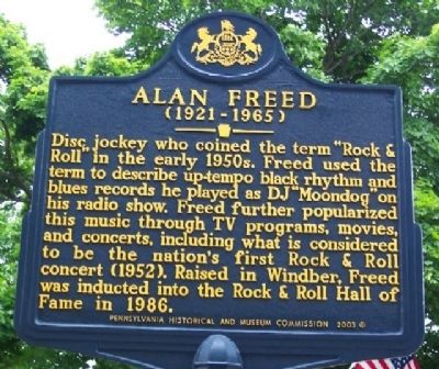 Alan Freed Marker. Click for full size. Alan Freed Marker image. Click for full size.