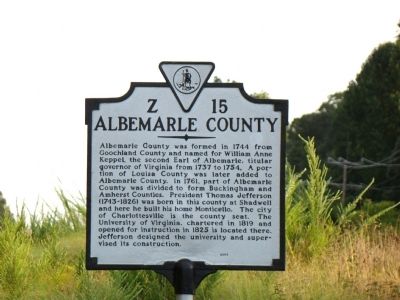 Albemarle County Face of Marker. Click for full size. Albemarle County Face of Marker image. Click for full size.