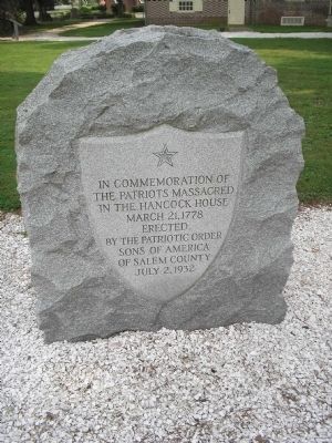 Patriots Massacred in the Hancock House Marker image. Click for full size.