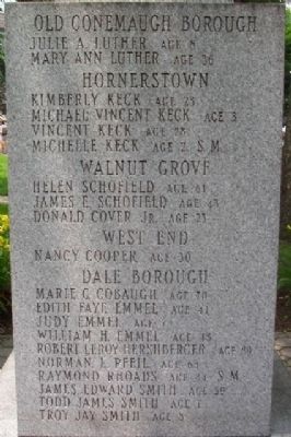 Greater Johnstown Flood Victims (SE Face) image. Click for full size.