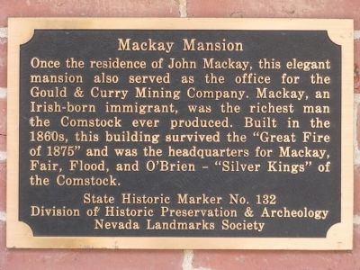 Mackay Mansion Marker image. Click for full size.
