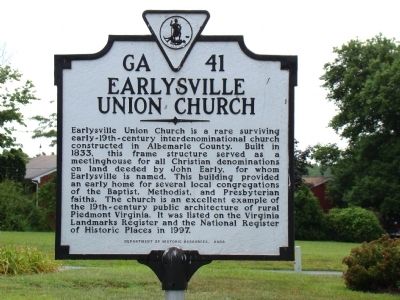 Earlysville Union Church Marker image. Click for full size.