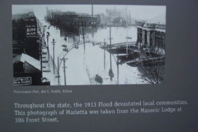 1913 Flood Photo on Mighty River Marker image. Click for full size.