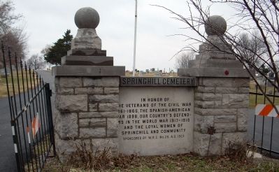 Spring Hill Cemetery Veterans' Memorial Marker image. Click for full size.