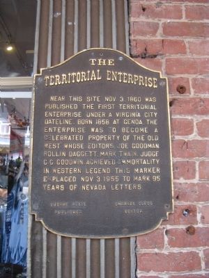 The Territorial Enterprise Marker. Click for full size. The Territorial Enterprise Marker image. Click for full size.