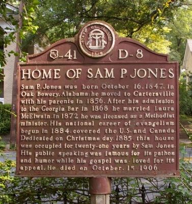 Home of Sam P. Jones Marker image. Click for full size.