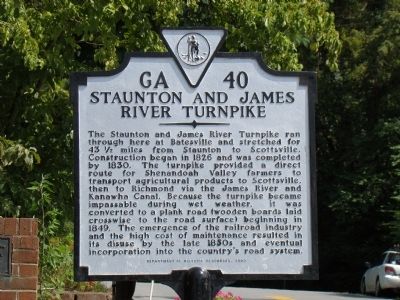 Staunton and James River Turnpike Marker. Click for full size. Staunton and James River Turnpike Marker image. Click for full size.