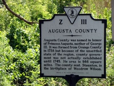 Augusta County Face of Marker. Click for full size. Augusta County Face of Marker image. Click for full size.