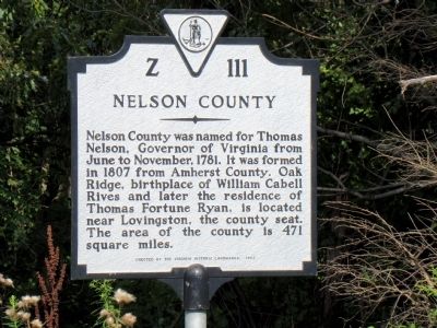 Nelson County Face of Marker. Click for full size. Nelson County Face of Marker image. Click for full size.