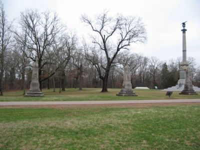 Indiana Regimental Monuments and Iowa Memorial. Click for full size. Indiana Regimental Monuments and Iowa Memorial image. Click for full size.