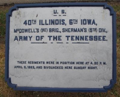 40th Illinois - 6th Iowa Infantry Regiments Tablet. Click for full size. 40th Illinois - 6th Iowa Infantry Regiments Tablet image. Click for full size.