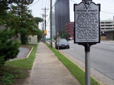 Pickens Street Marker, looking westward along Gervais Street image. Click for full size.