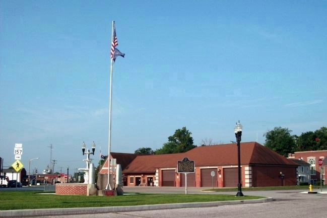 Back Side - - Memorial Marker & Municipal Building. Click for full size. Back Side - - Memorial Marker & Municipal Building image. Click for full size.