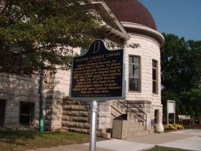 Side B - - Sullivan Carnegie Library Marker. Click for full size. Side B - - Sullivan Carnegie Library Marker image. Click for full size.