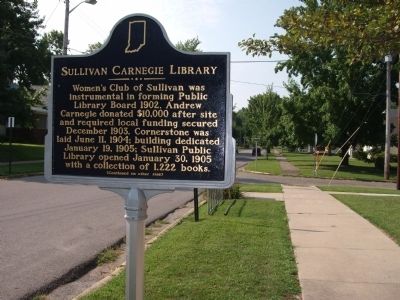 Long View Side A - - Sullivan Carnegie Library Marker. Click for full size. Long View Side A - - Sullivan Carnegie Library Marker image. Click for full size.