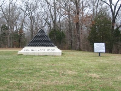 W.H.L. Wallace's Headquarters and Tablet. Click for full size. W.H.L. Wallace's Headquarters and Tablet image. Click for full size.