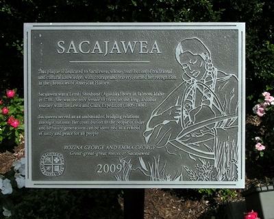 Sacajawea tribute plaque image. Click for full size.