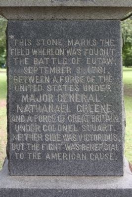 Battle of Eutaw Marker close-up. Click for full size. Battle of Eutaw Marker close-up image. Click for full size.