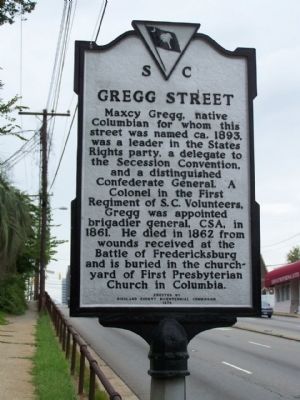 Gregg Street Marker , Reverse side. Click for full size. Gregg Street Marker , Reverse side image. Click for full size.
