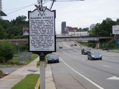 Harden Street Marker, looking westward along Gervais Street.. Click for full size. Harden Street Marker, looking westward along Gervais Street. image. Click for full size.