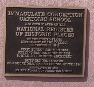 Immaculate Conception Catholic School Marker image. Click for full size.