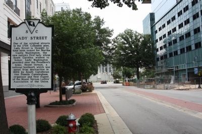 Lady Street Marker, looking south towards State Capital Building. Click for full size. Lady Street Marker, looking south towards State Capital Building image. Click for full size.