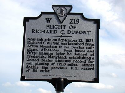 Flight of Richard C. duPont Marker image. Click for full size.