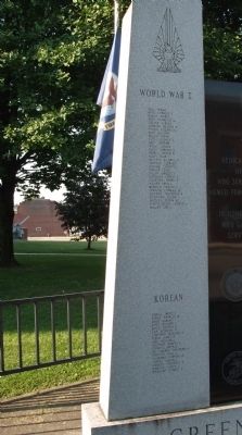 Front - Left Panel - - Greene County ( Indiana ) War Memorial Marker image. Click for full size.