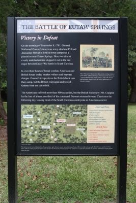Battle of Eutaw Springs Frontside of Marker. Click for full size. Battle of Eutaw Springs Frontside of Marker image. Click for full size.