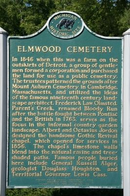 Elmwood Cemetery Marker. Click for full size. Elmwood Cemetery Marker image. Click for full size.