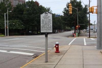 Richland Street Marker, looking north at Main Street intersection image. Click for full size.
