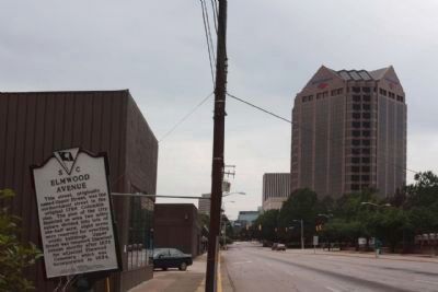 Elmwood Avenue Marker, looking southward along Main Street. Click for full size. Elmwood Avenue Marker, looking southward along Main Street image. Click for full size.