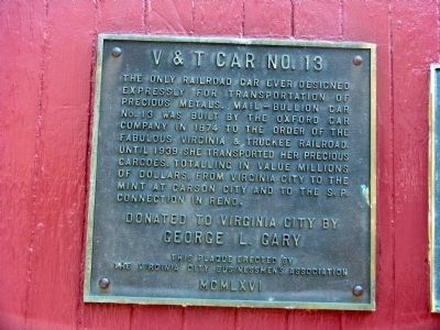 V & T Car No. 13 Marker. Click for full size. V & T Car No. 13 Marker image. Click for full size.