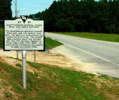 Quattlebaum Sawmill, Flour Mill, and Rifle Factory Marker image. Click for full size.