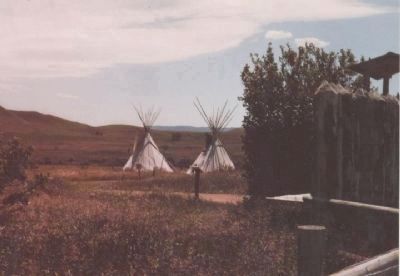 Fort Phil Kearny Historic Site - teepees exhibited near visitor's center. image. Click for full size.
