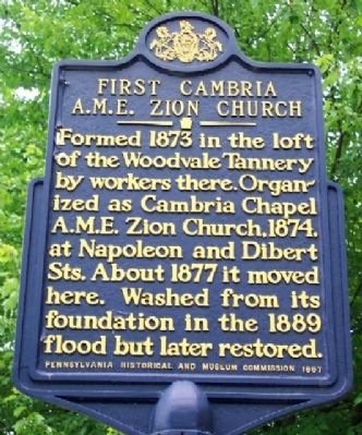 First Cambria A.M.E. Zion Church Marker image. Click for full size.