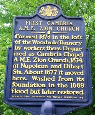 First Cambria A.M.E. Zion Church Marker. Click for full size. First Cambria A.M.E. Zion Church Marker image. Click for full size.