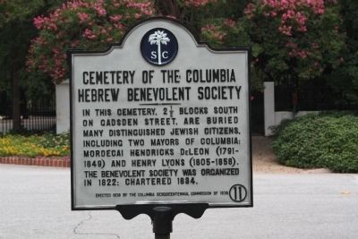 Cemetery of the Columbia Hebrew Benevolent Society Marker. Click for full size. Cemetery of the Columbia Hebrew Benevolent Society Marker image. Click for full size.