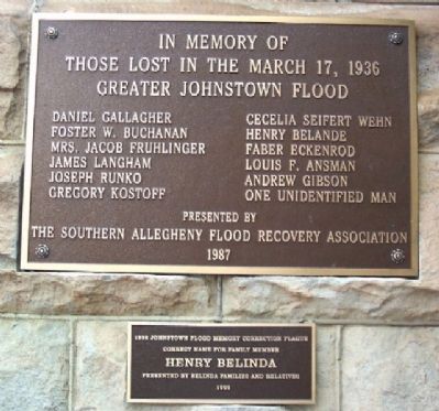 1936 Greater Johnstown Flood Victims Marker image. Click for full size.
