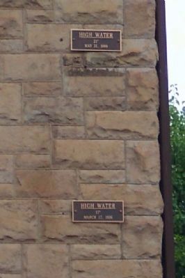 1936 (bottom) and 1889 (top) High Water Level Markers. Click for full size. 1936 (bottom) and 1889 (top) High Water Level Markers image. Click for full size.