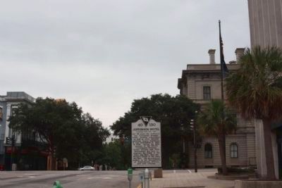 Jefferson Hotel Marker, looking south on Main Street. Click for full size. Jefferson Hotel Marker, looking south on Main Street image. Click for full size.