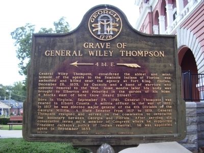 Grave of General Wiley Thompson Marker. Click for full size. Grave of General Wiley Thompson Marker image. Click for full size.