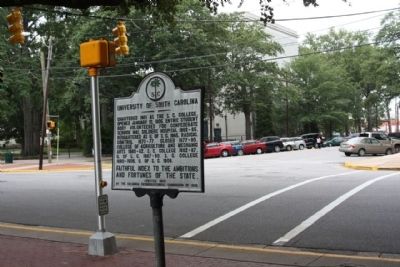 University of South Carolina Marker, looking at intersection at College St. image. Click for full size.