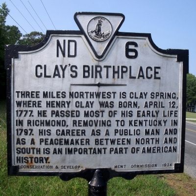 Clay's Birthplace Marker image. Click for full size.