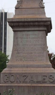 Gonzales Tribute Marker, west face image. Click for full size.