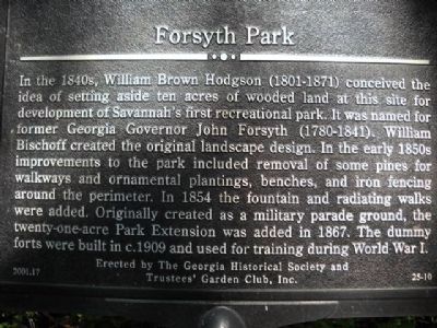 Forsyth Park Marker image. Click for full size.